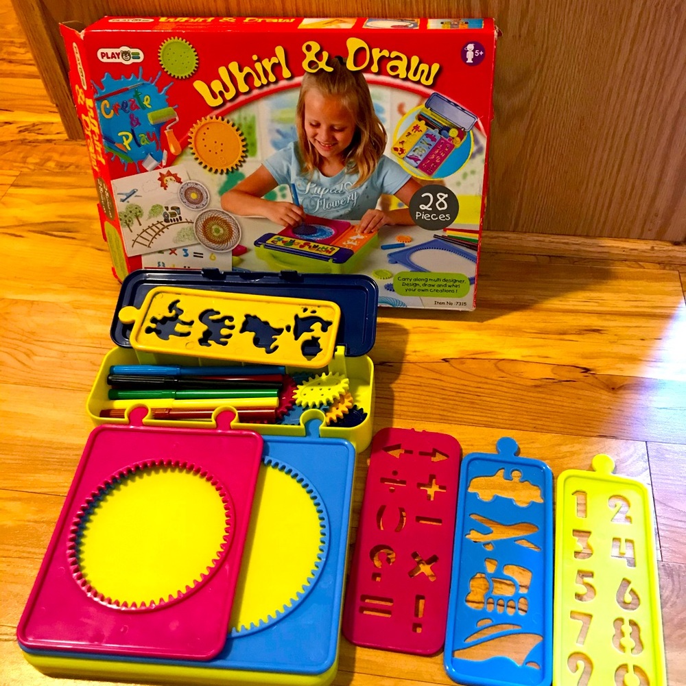 Whirl & Draw create spiral drawings stencils art set kit with box Ages 5+ FUN!!